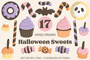 Halloween Sweets Clipart Pattern Set, a Seasonal Illustration by Printable Pretty Studio (Thumbnail 1 of 11)