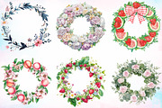 Watercolor Summer Wreath Clipart PNG, an Illustration by Canvas Craft (Thumbnail 3 of 4)