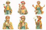 Summer Funny Grandma Clipart, an Illustration by DreamArtGraphic (Thumbnail 2 of 8)