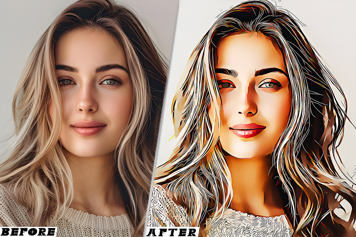 Cartoonize painting Photoshop Action, a Brushes & More by one-touch (Photo 9 of 9)