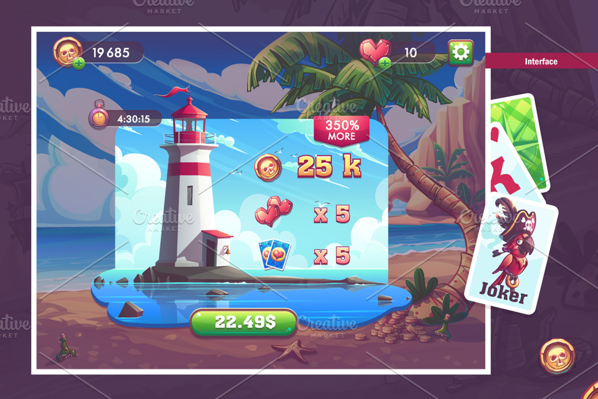 Solitare Pirates - Casual Game UI, an UI Kit Template by Nearbirds (Photo 8 of 12)