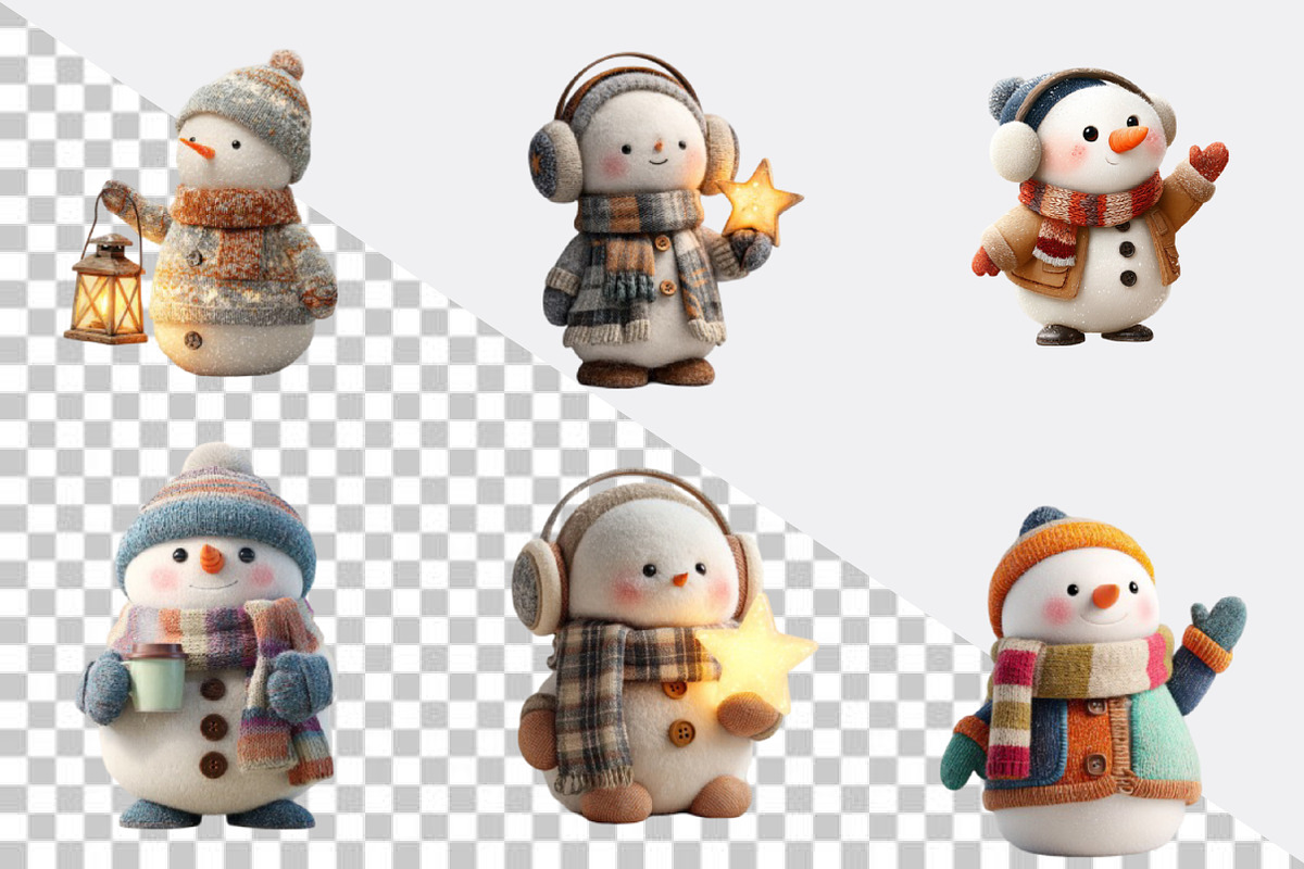 Whimsical Christmas Snowman Clipart, an Illustration by SVGArt (Photo 6 of 8)