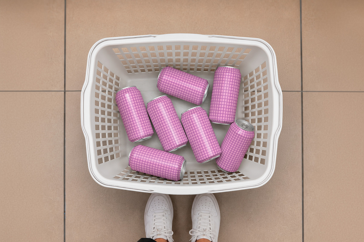 Shopping Basket Beverage Cans Mockup, a Cups & Container Mockup by The Rose Project (Photo 3 of 3)