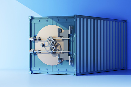 shipping container with safe