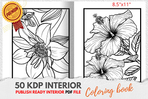 KDP Interiors, Flower Coloring Book