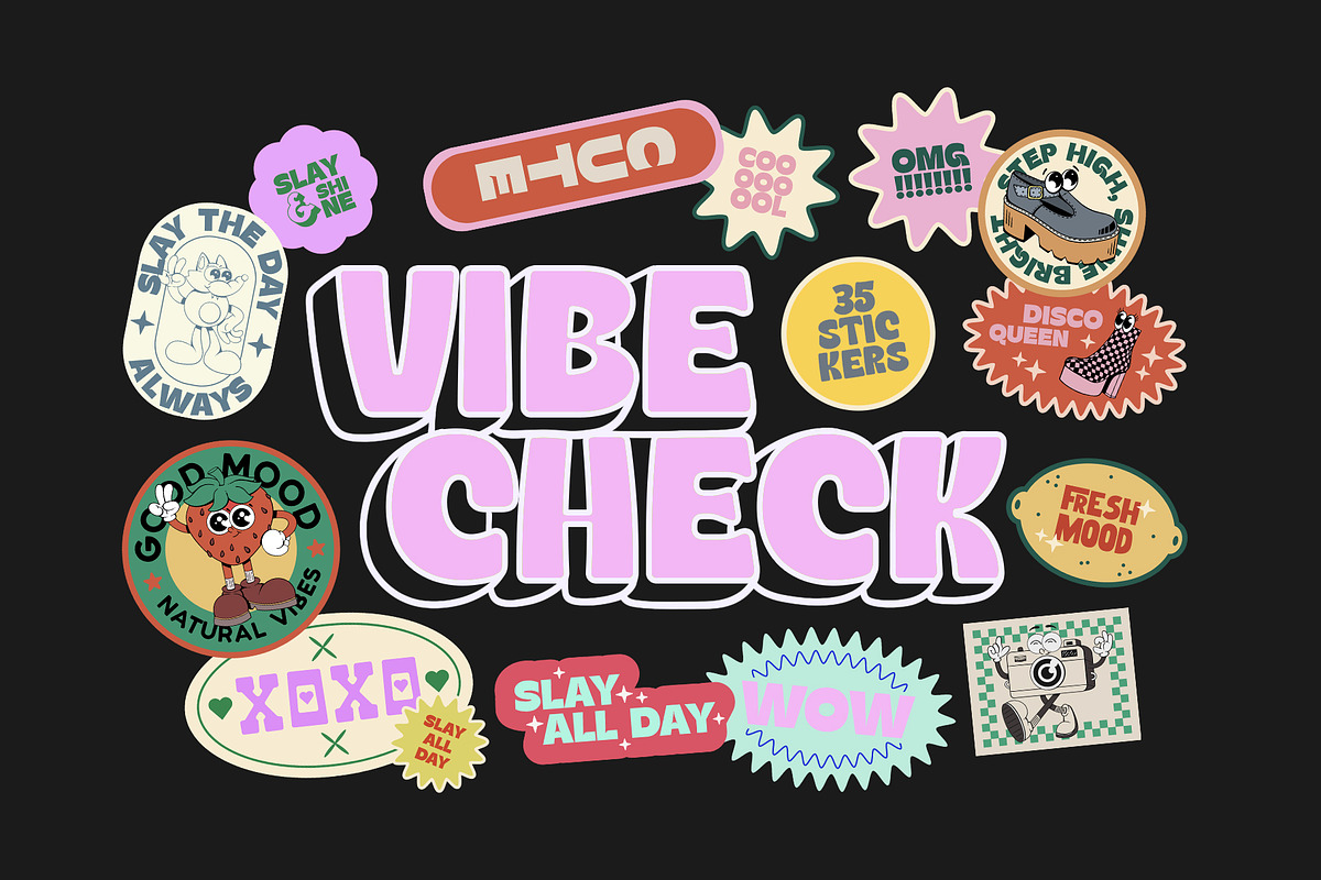 Vibe Check Sticker Pack, an Object Graphic by Alina Sh (Photo 1 of 11)