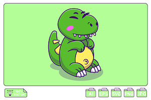 Cute Dinosaurus Sitting Cartoon, an Animal Illustration by Artstorystudio