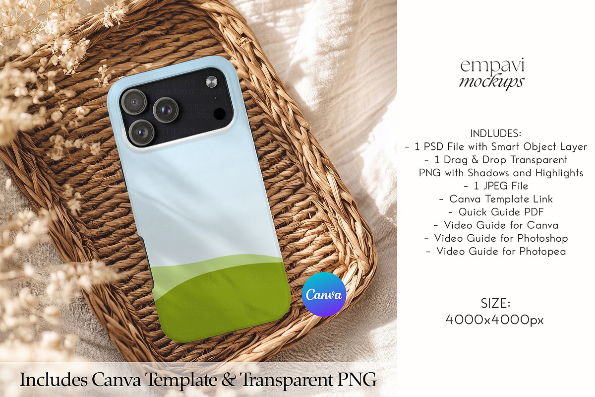 iPhone 18 Pro Max Phone Case Mockup, an iPhone Mockup by EmpaviMockups (Photo 3 of 7)