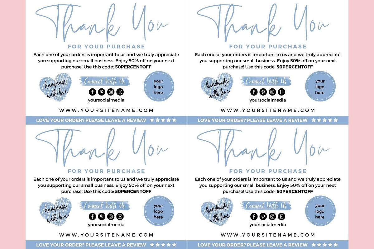 Thank you order card blue Canva 13, a Card Template by bonadigitals (Photo 3 of 3)