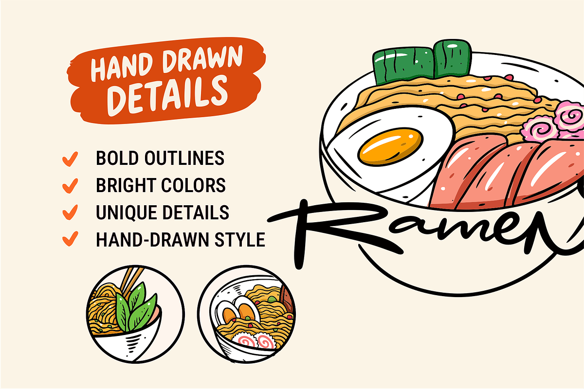 Ramen & Noodle Doodles Clipart, a Food Illustration by Oktyabr (Photo 3 of 5)