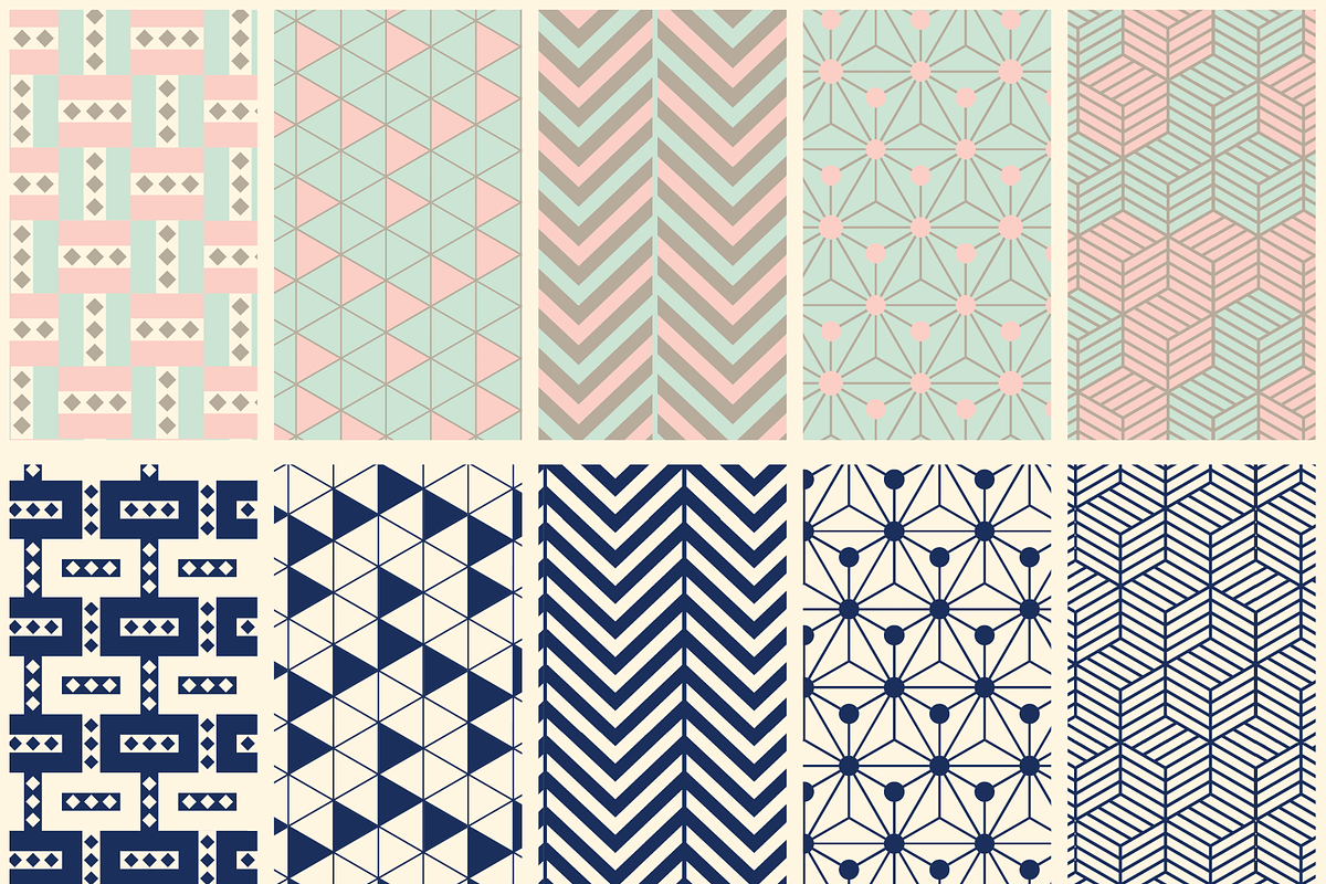 40 Geometric Patterns Blues+Pastels, a Pattern Graphic by Suphansa (Photo 12 of 12)