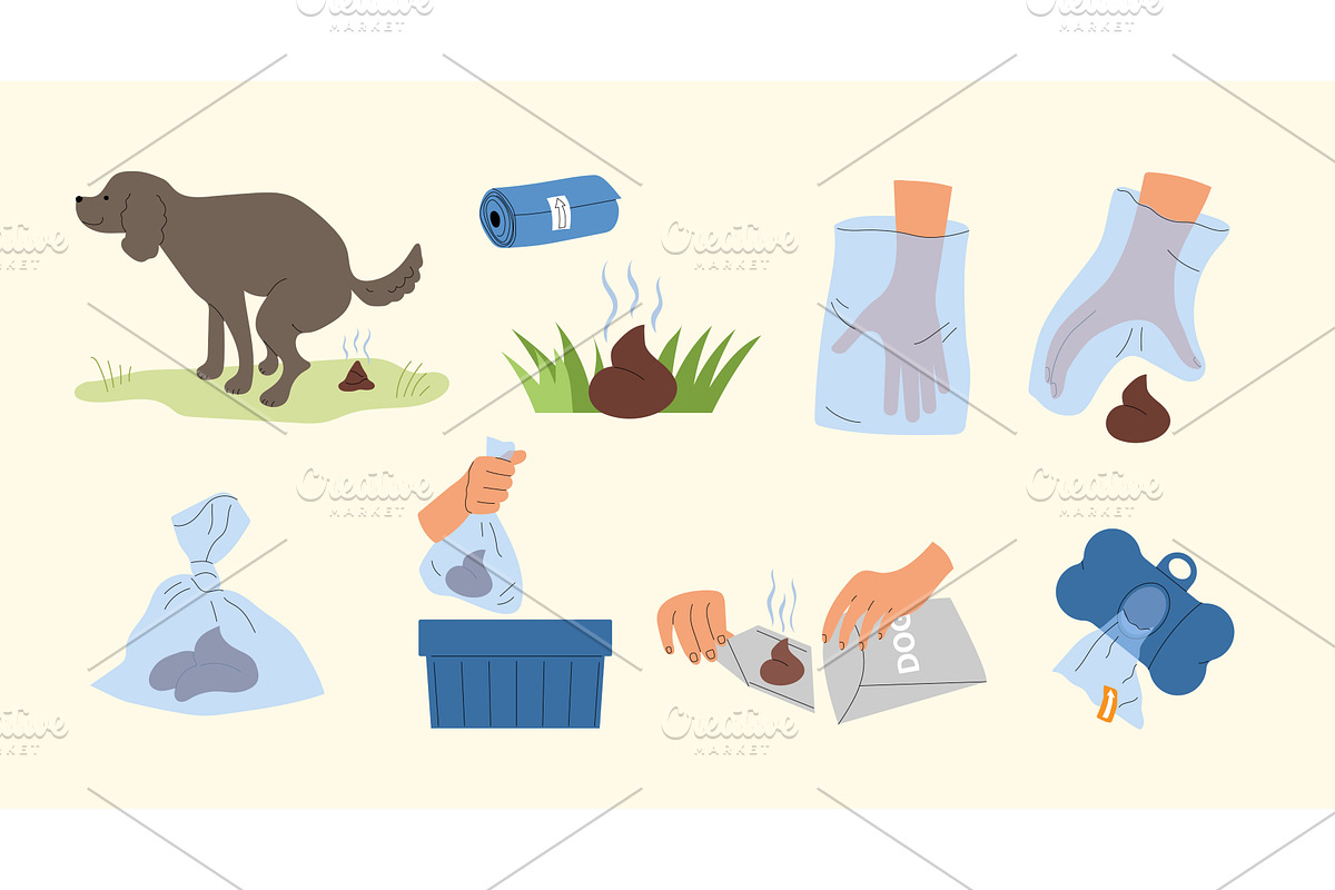 Clean up after dog. Domestic animal, an Animal Illustration by Onyx