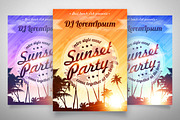 4 EPS Sunset Party posters templates, a Flyer Template by Art of Sun (Thumbnail 1 of 4)