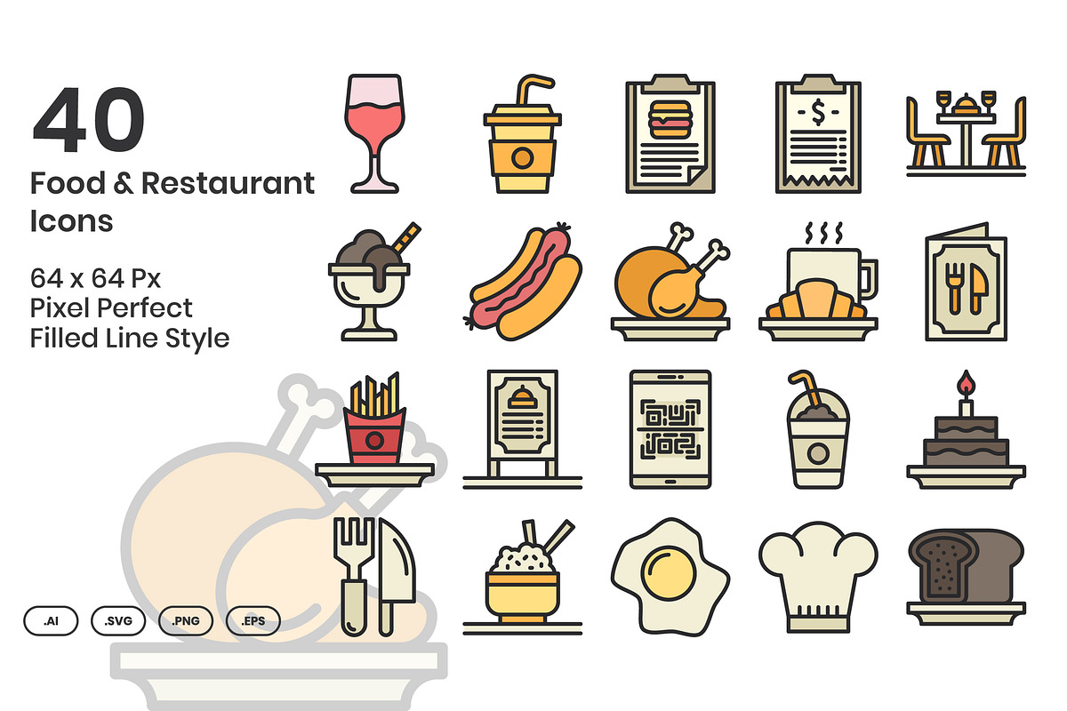 40 Food & Restaurant - Filled Line, an Outline Icon by Kmg Design (Photo 1 of 2)