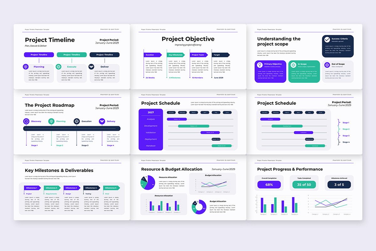 Project Timeline PowerPoint Template, a Presentation Template by Iqsiart Studio (Photo 2 of 3)