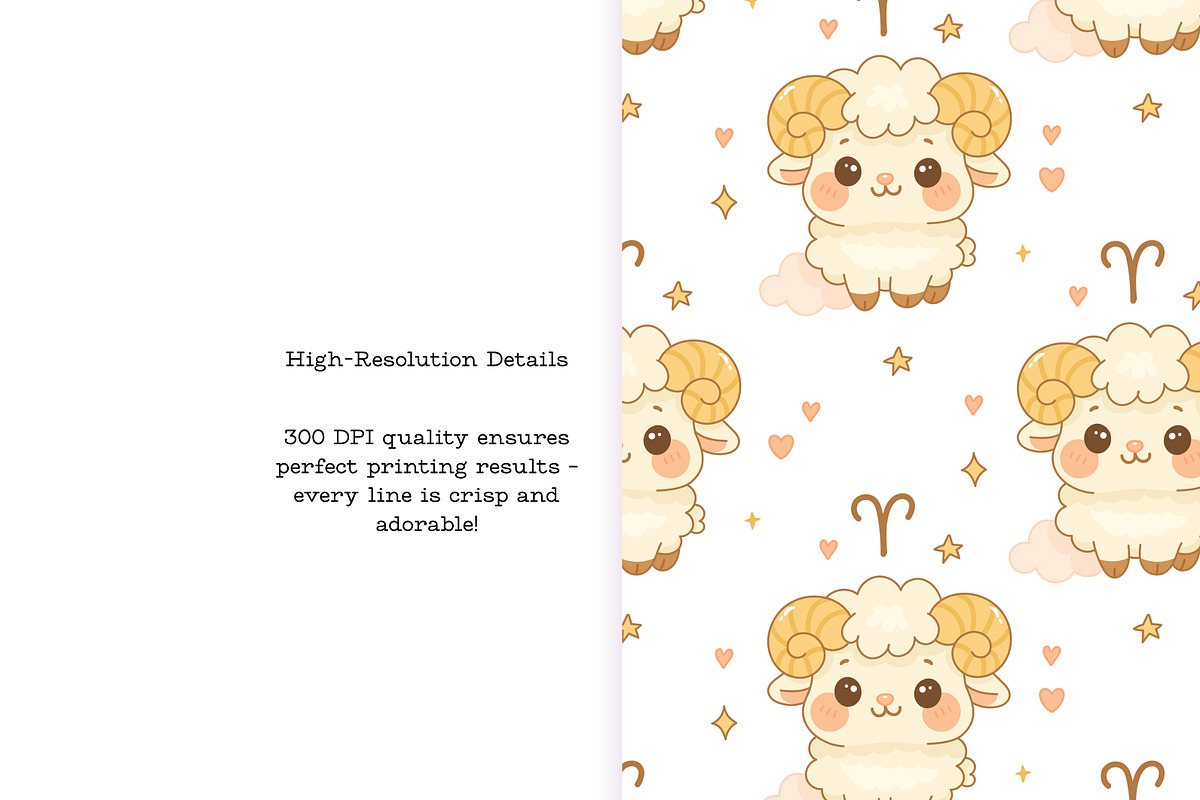 Cute Zodiac Seamless Patterns  12, an Illustration by Bielousova Art (Photo 4 of 8)