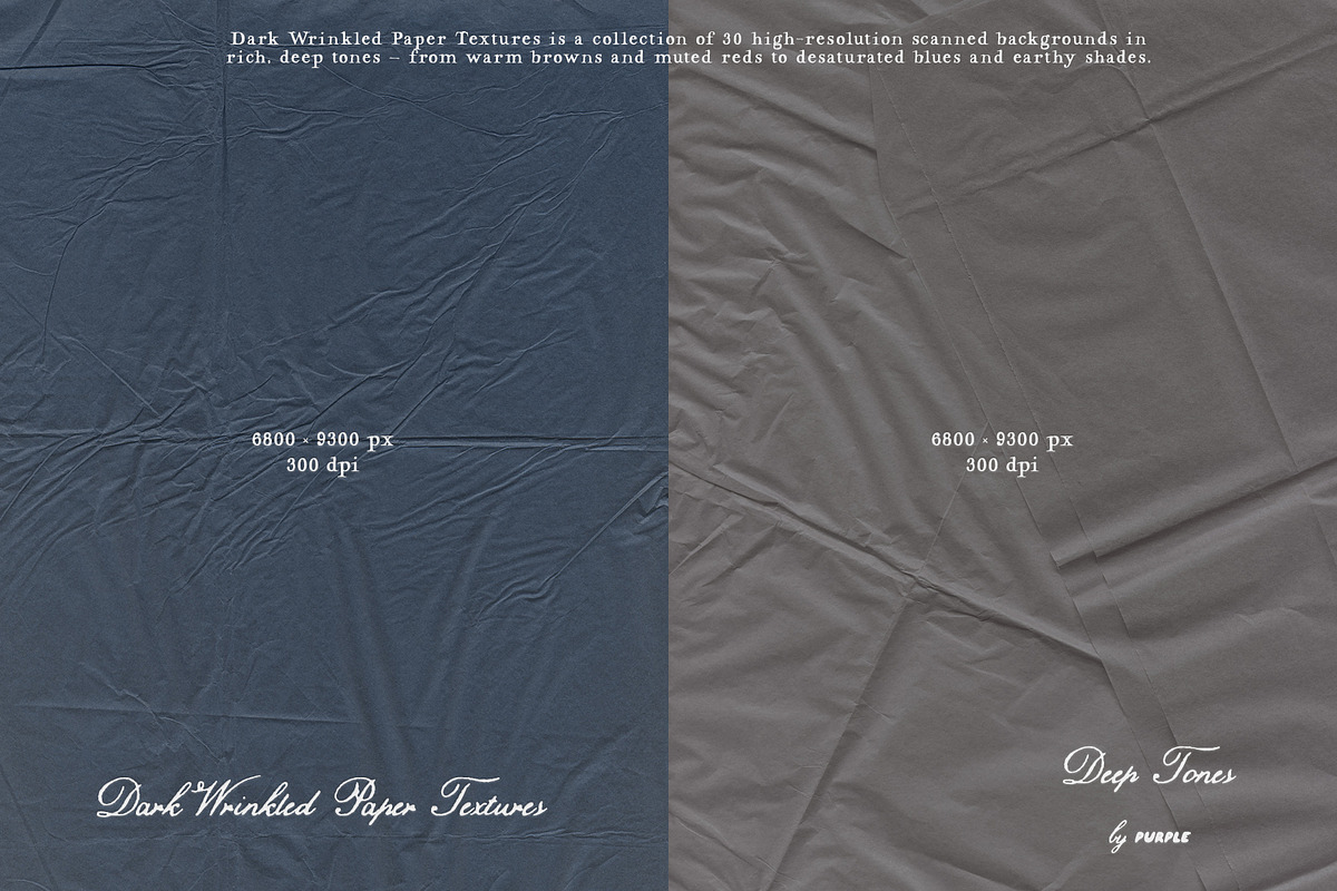 Dark Wrinkled Paper Textures, a Texture Graphic by Purple (Photo 3 of 16)