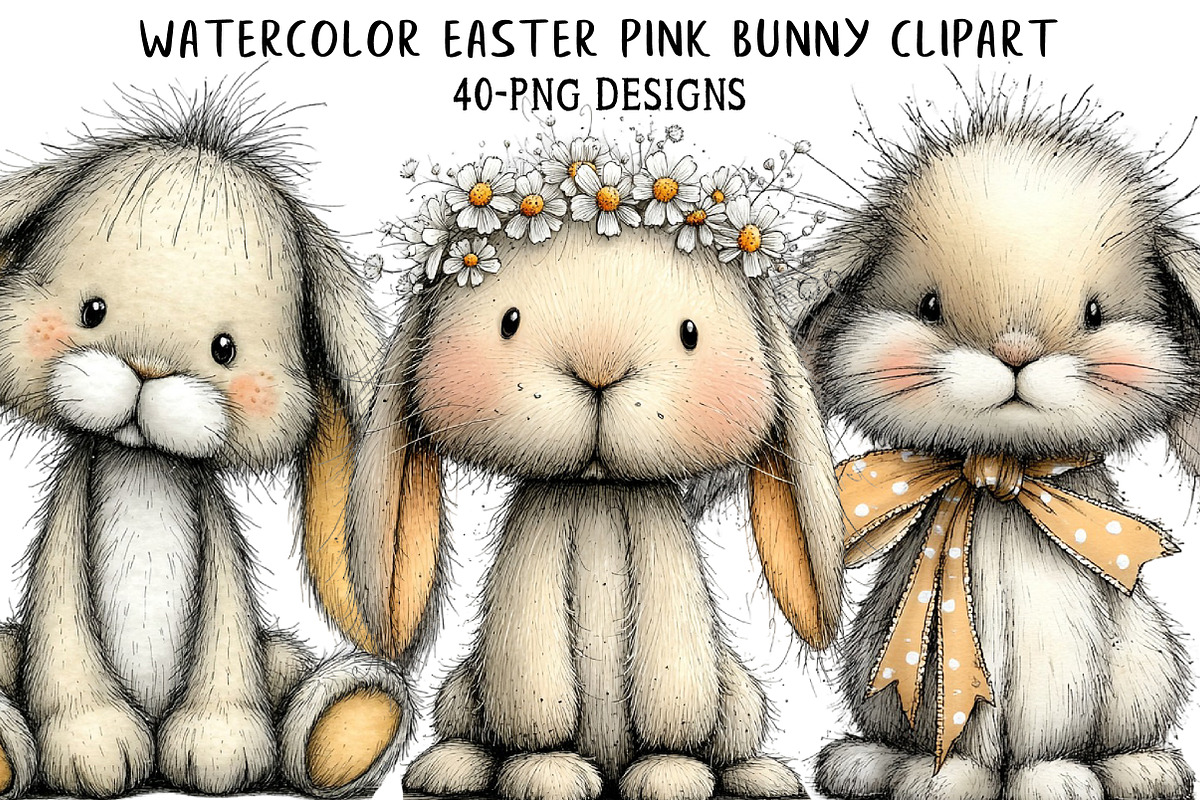 Easter Pink Bunny Clipart, an Illustration by Daily.Designs (Photo 1 of 8)