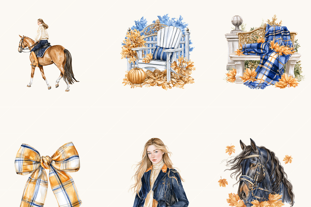 Watercolor Countryside Fall Clipart, a Seasonal Illustration by BusyDaydesign (Photo 5 of 9)
