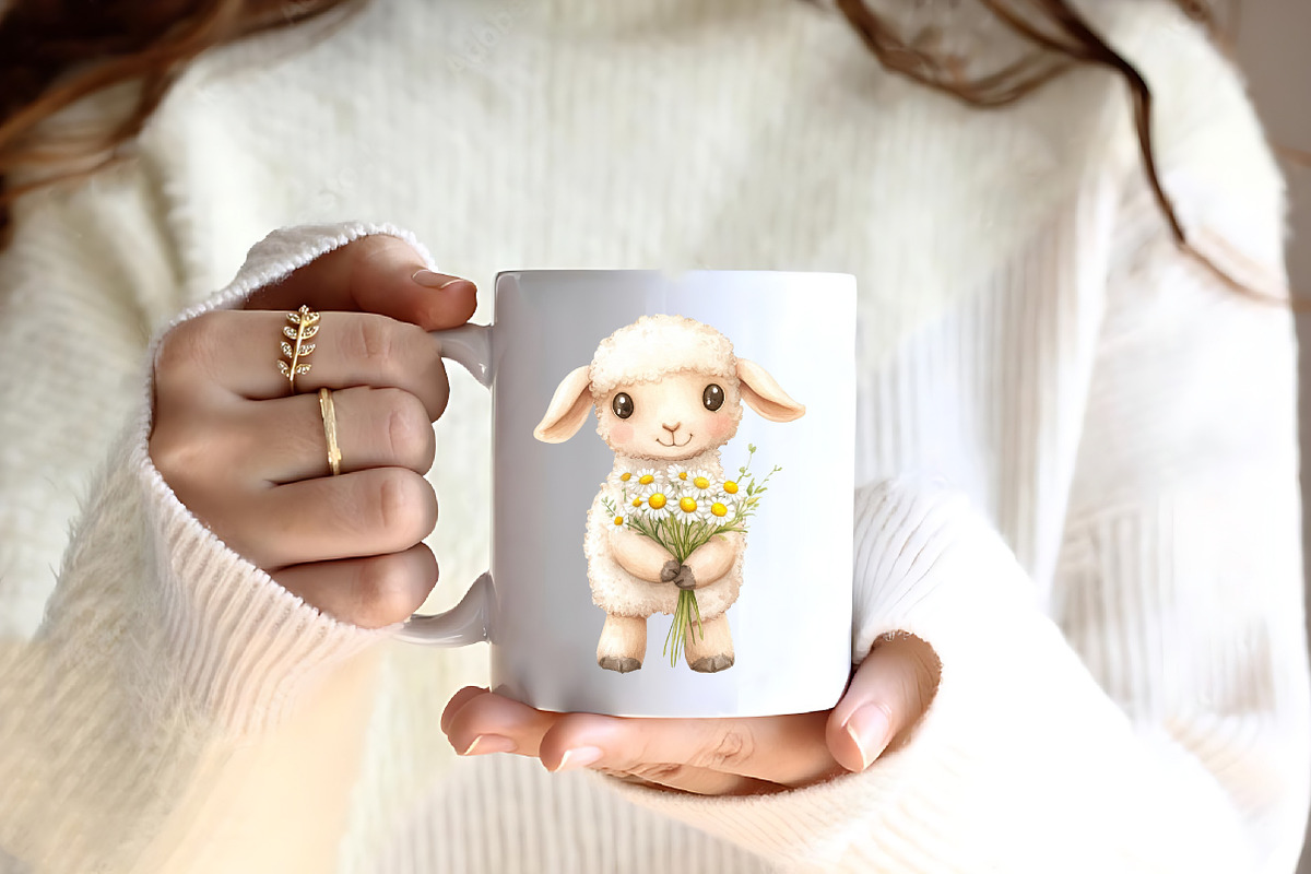 Watercolor Spring Floral Baby Lamb, an Illustration by CreationArt (Photo 3 of 9)