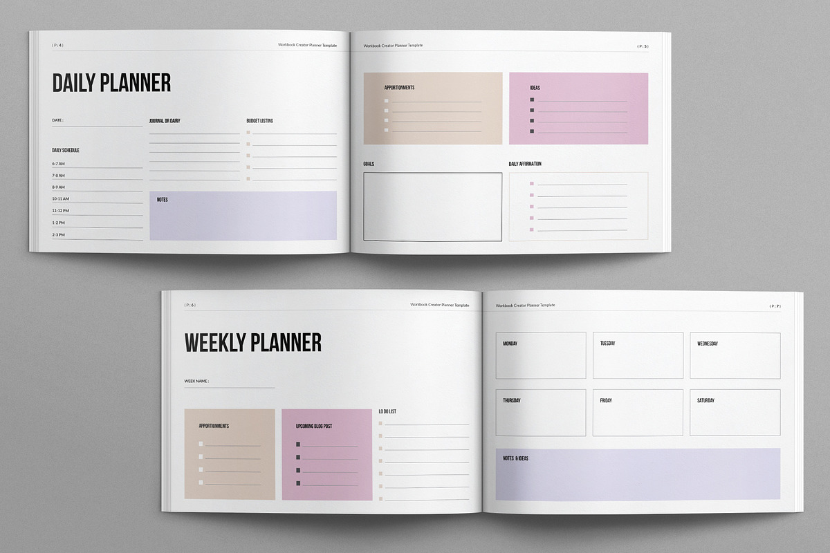 Workbook Creator Planner Landscape, a Magazine Template by E-Type (Photo 3 of 7)