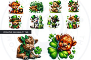 St Patricks day Highland Cow Clipart, an Animal Illustration by ThatsDesignArt (Thumbnail 5 of 10)