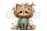 Whimsical Spring Cat Clipart PNG, an Illustration by Craft Nest (Thumbnail 10 of 12)