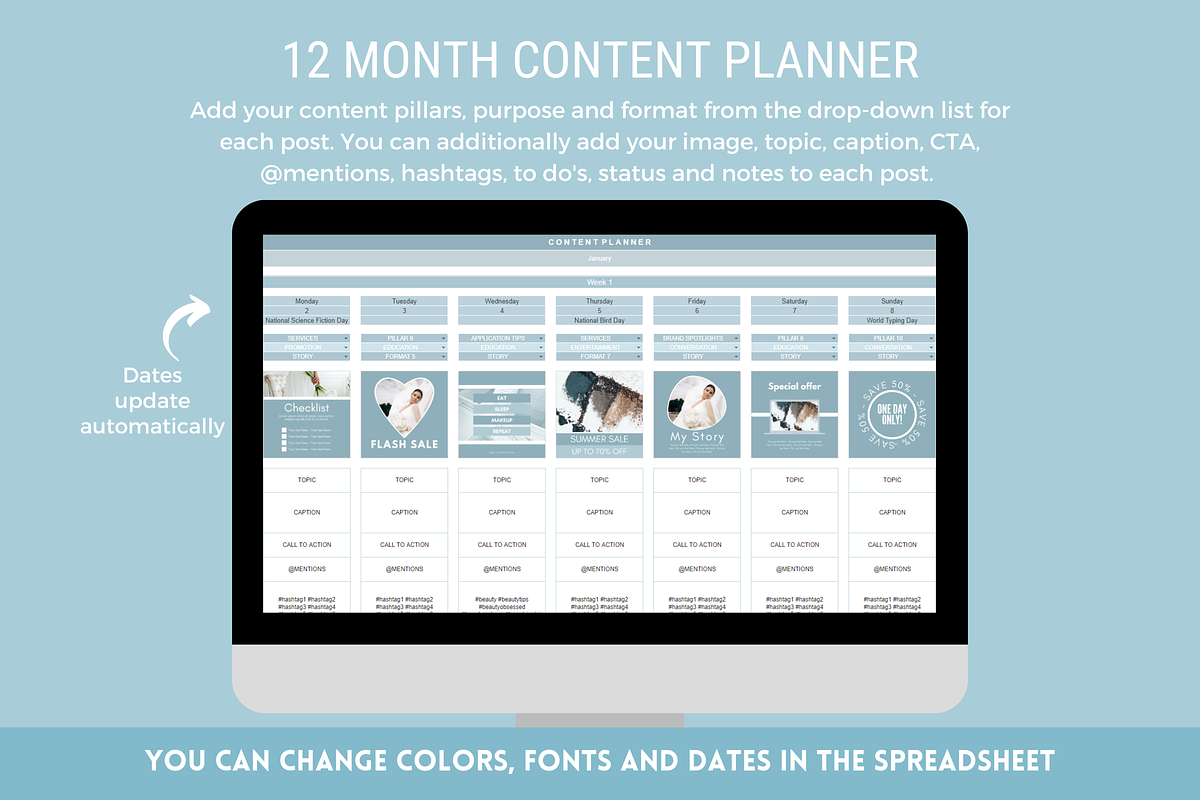 Instagram Planner Google Sheets, a Marketing Template by SunshineStudioBoutique (Photo 8 of 9)