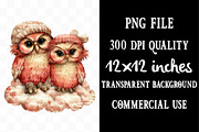 Valentine Owl Couple Clipart, an Illustration by Designking (Thumbnail 4 of 5)