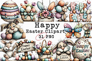 Happy Easter Clipart Bundle, an Illustration by Libby Wishes (Thumbnail 1 of 6)