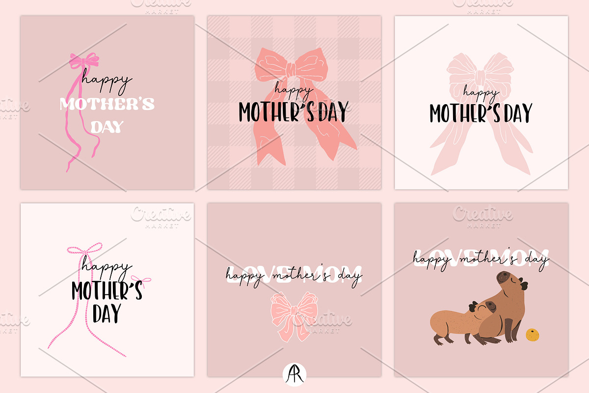 Happy Mother's Day Card Set, a Seasonal Illustration by Rose Design (Photo 6 of 8)
