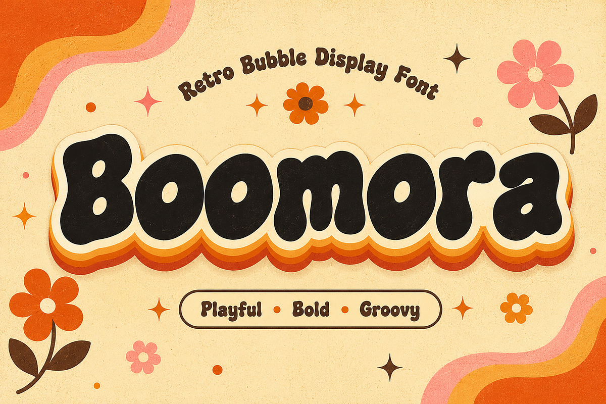 Boomora – Retro Bubble Display Font, a Slab Serif Font by Wow Magic (Photo 1 of 5)