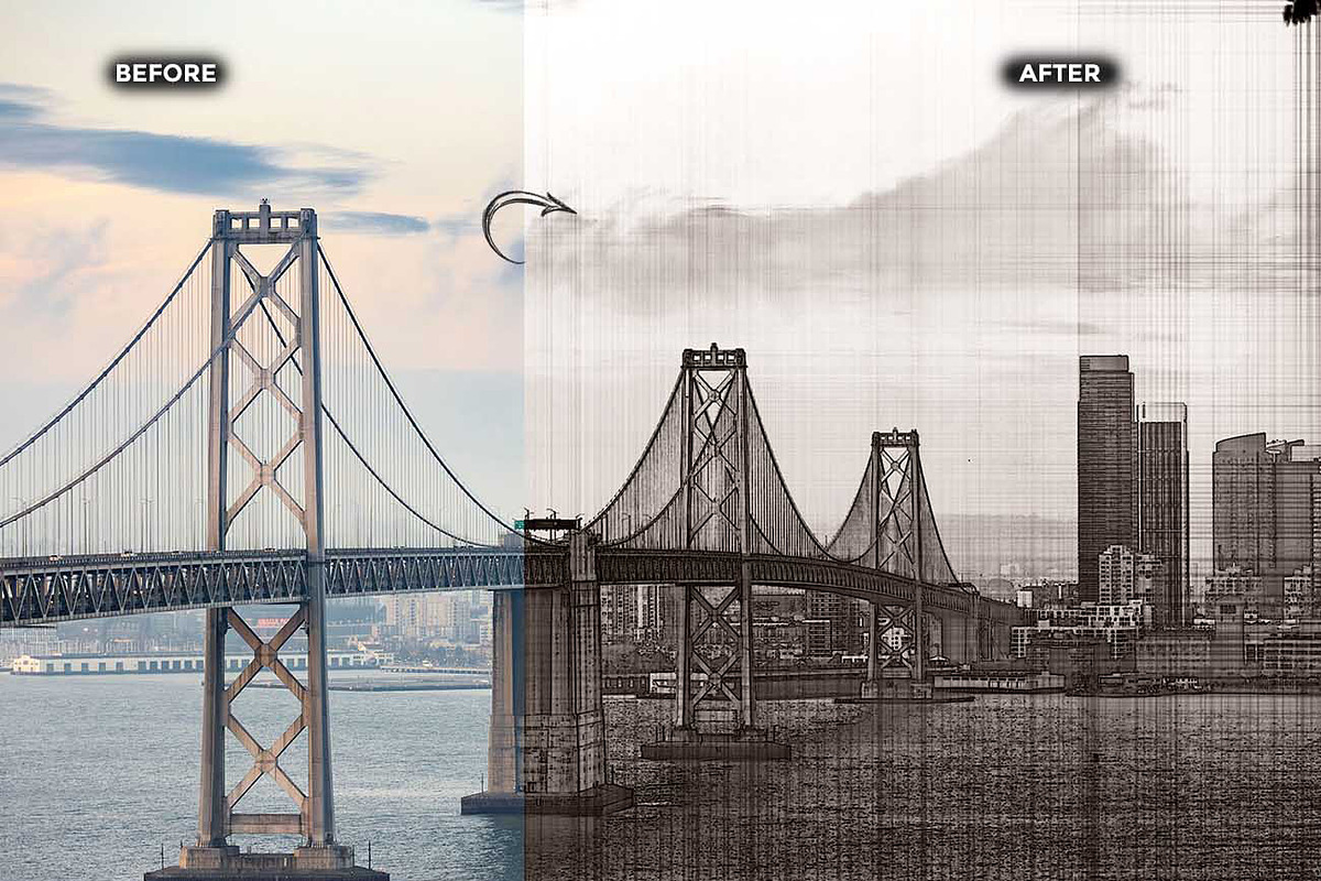 ARCHITECTURAL SKETCH FX — Ps Action, an Action Add-On by Studio Retouch (Photo 3 of 12)