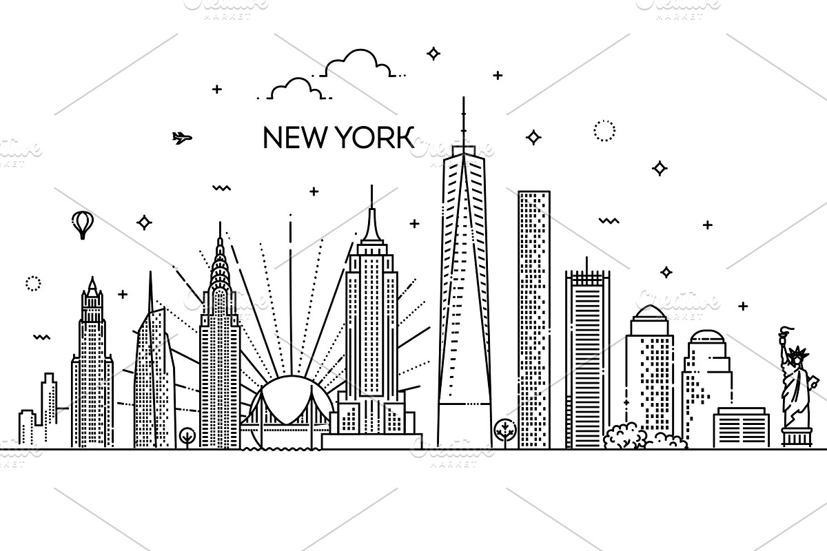 Linear banner of New York City, an Outline Icon by Tettygreen (Photo 1 of 2)