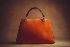 Elegant orange handbag display, a Photo by Pavel_design