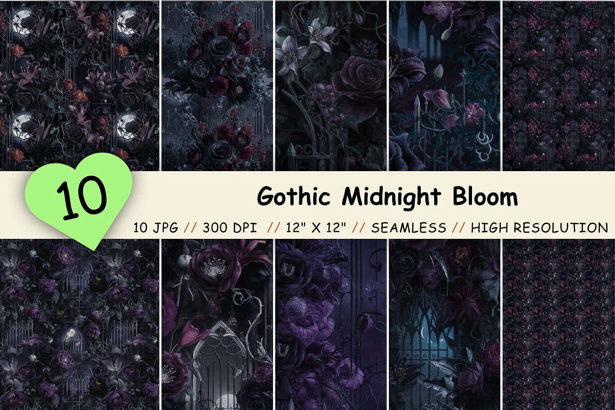 Gothic Midnight Bloom Pattern Seamless