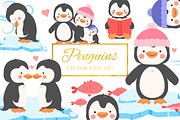 Penguins | Cute Vector Clip Art, an Animal Illustration by Jen Digital Art (Thumbnail 1 of 4)