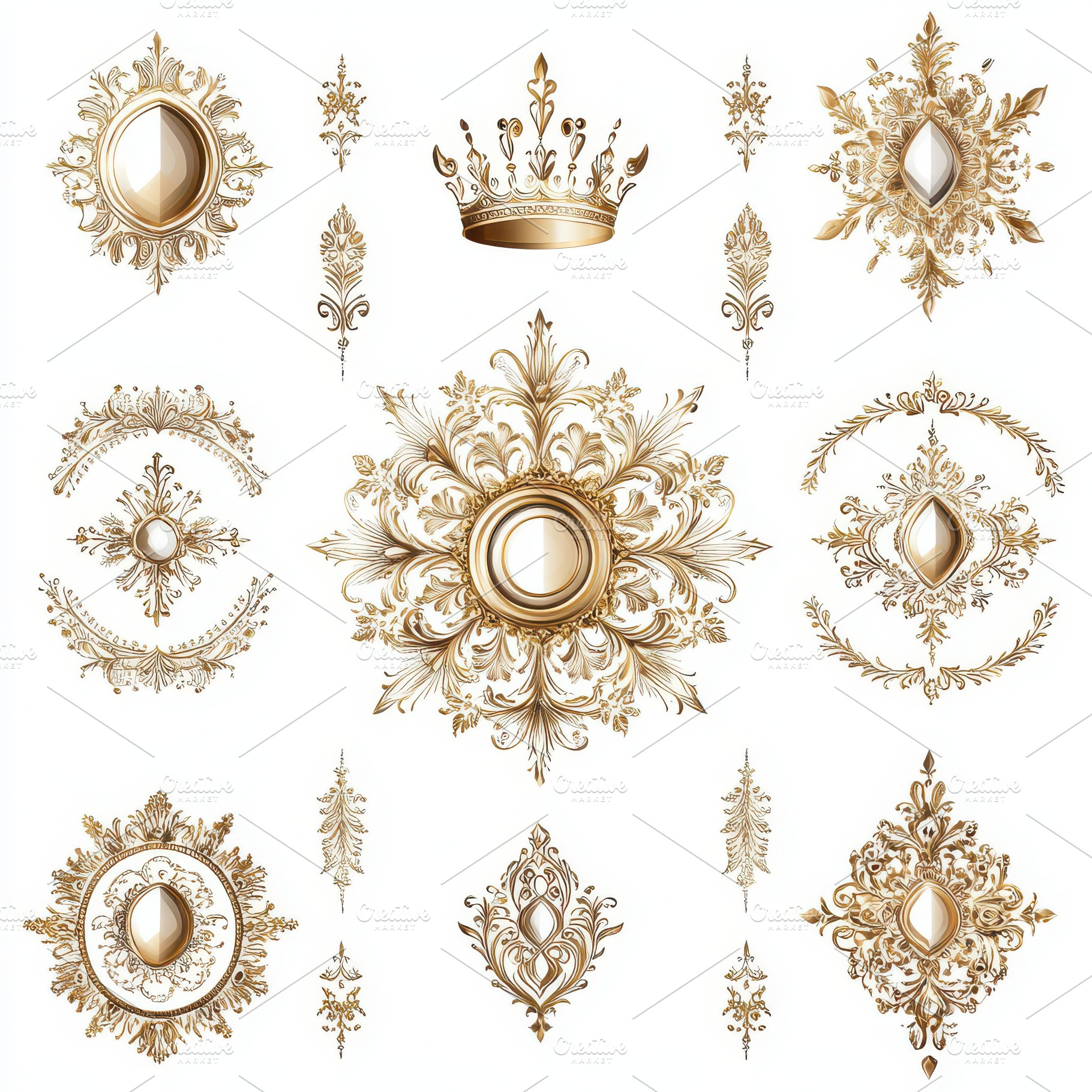 Golden Royal Ornaments Collection Ba, an Abstract Photo by Pixeness
