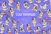 Cute Kawaii Cow Mermaid Character, an Animal Illustration by Palau (Thumbnail 1 of 12)