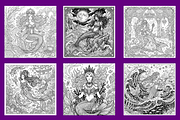 Mermaid Coloring Pages, a Person Illustration by BerryPieArt (Thumbnail 2 of 3)