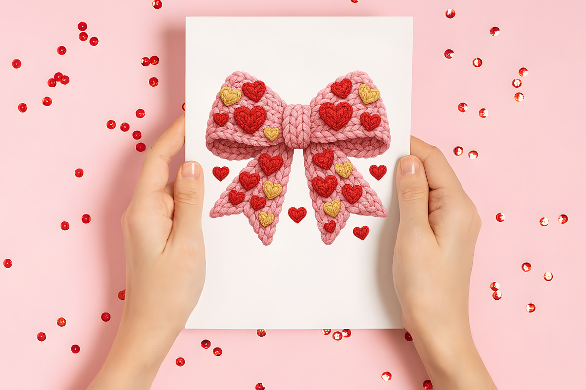Crochet Valentines Day Coquette Bow, an Illustration by CraftArtStudio (Photo 3 of 4)