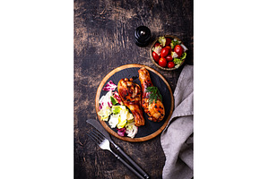 Roasted chicken drumsticks with, a Food & Drink Photo by Yulia Furman