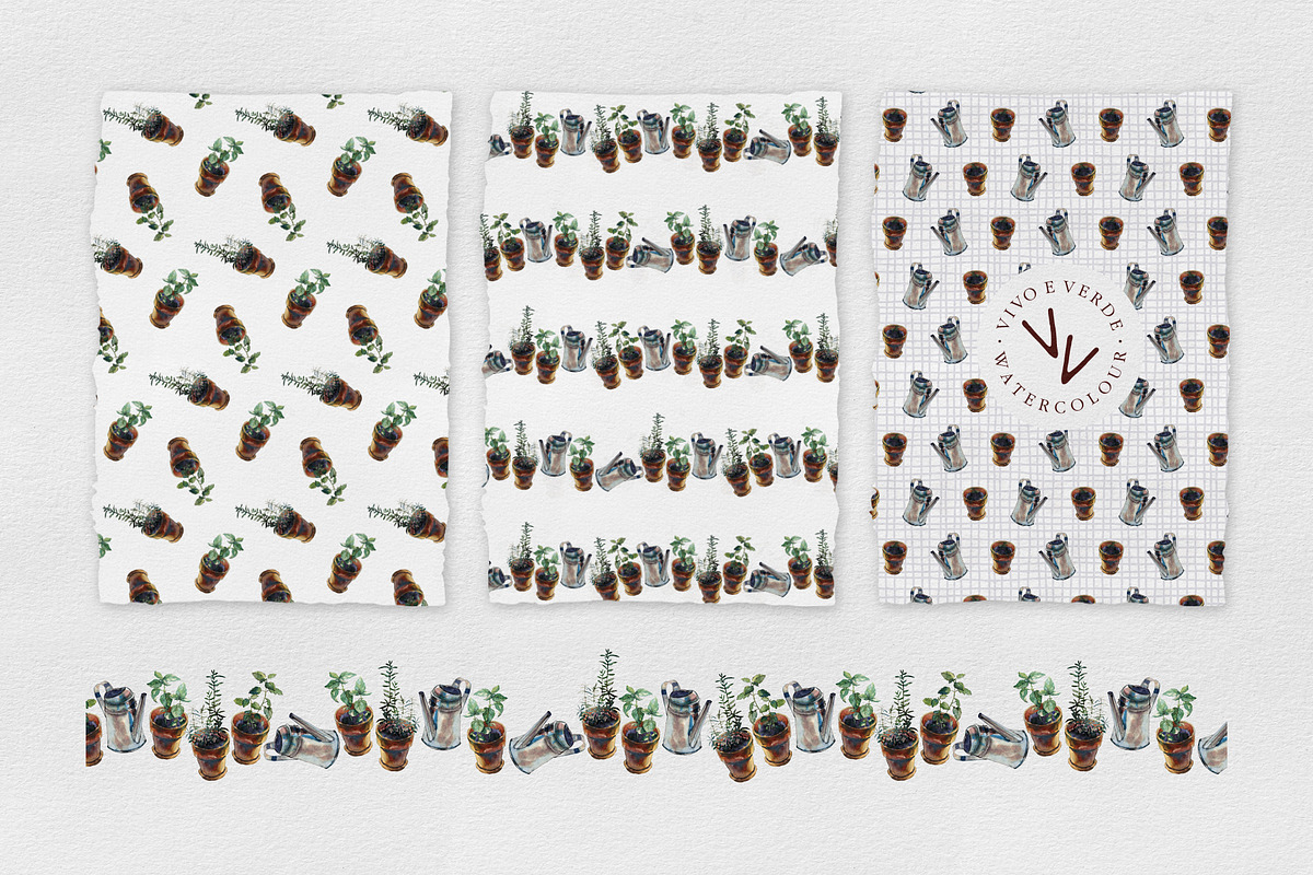 3 herbs in flowerpots watercolour, an Illustration by vivo e verde (Photo 4 of 11)