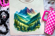 Watercolor Mountain Clipart, an Illustration by CreationArt (Thumbnail 6 of 9)