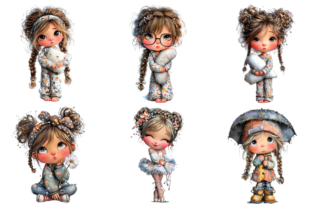 Cute Little Girl Clipart with Braids, an Illustration by DreamArtGraphic (Photo 4 of 4)