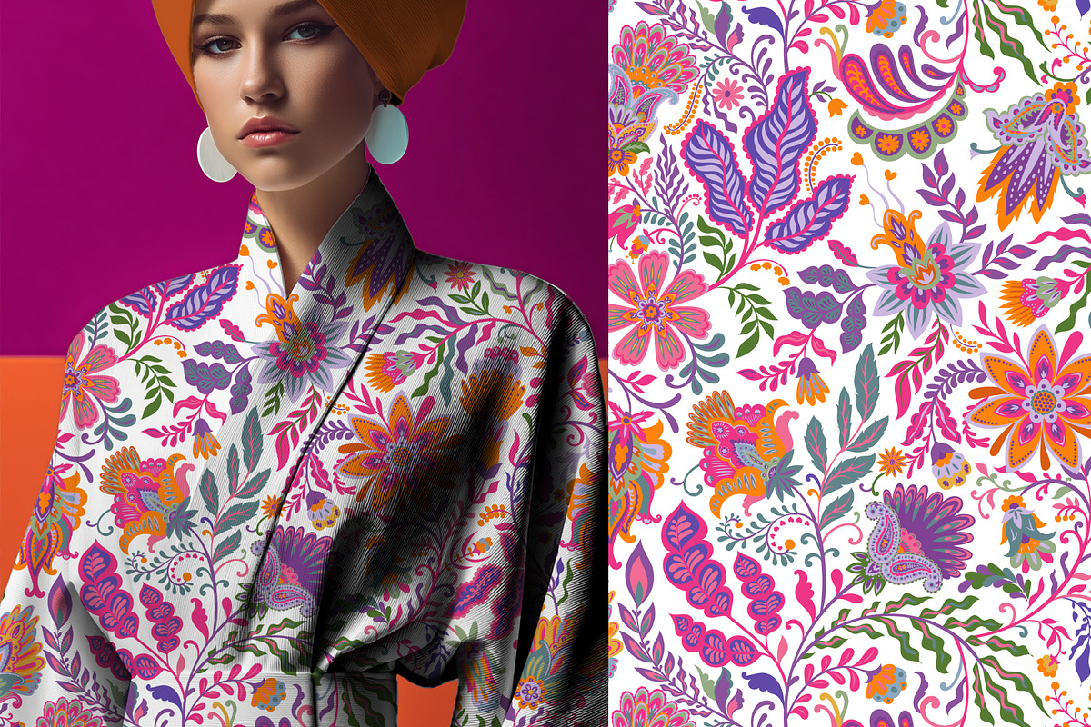 MAXIMALIST FOLK FLORAL PATTERN, a Pattern Graphic by Sonulkaster (Photo 4 of 14)