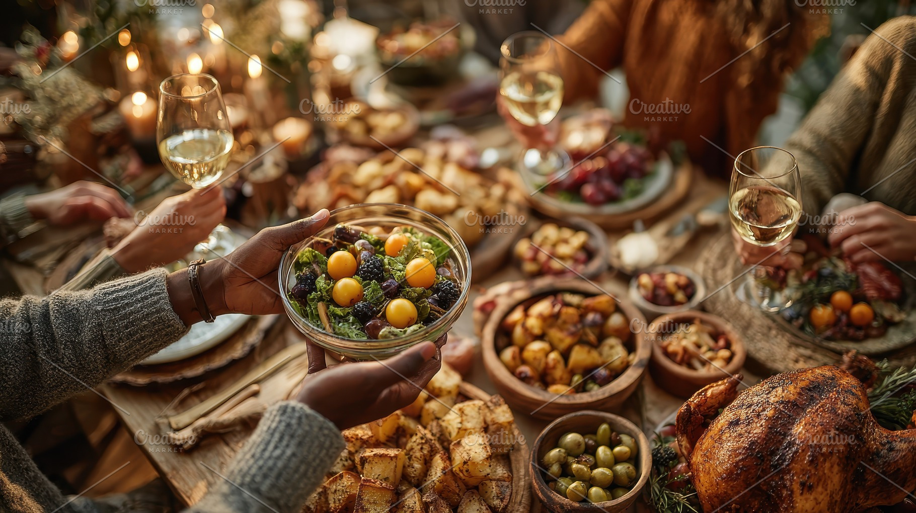 Festive Thanksgiving Dinner Salad Sh, a Photo by Pixeness Studio