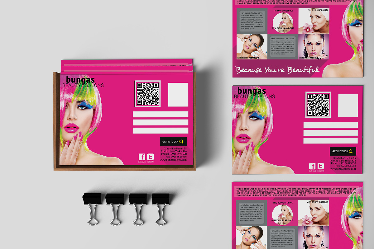 Flat Style Beauty Salons PostCard, a Card Template by Design Addict (Photo 2 of 4)