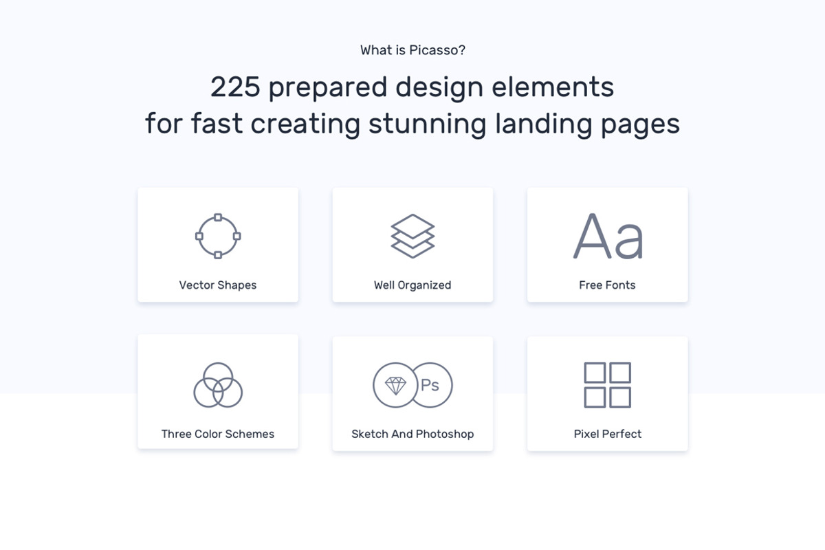 80% sale. Picasso Landing UI Kit, an UI Kit Template by CraftedPixels Market (Photo 2 of 9)