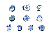 Social Media Icon Doodle Style Vol 2, an Object Graphic by SLAB! Design (Thumbnail 2 of 3)